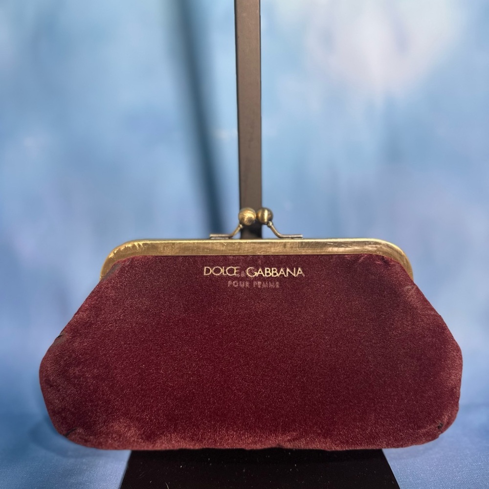 Dolce & Gabbana Burgundy Velvet Clutch